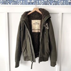 Hollister Strands Point Full Zip Heavyweight Hoodie Jacket Green Vintage